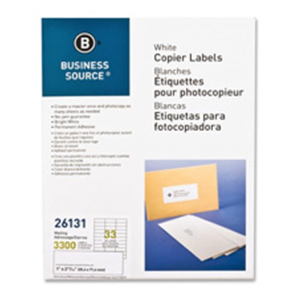 Business Source Mailing Labels- 1 in. x 2.75 in.- 3300-PK- White BSN26131